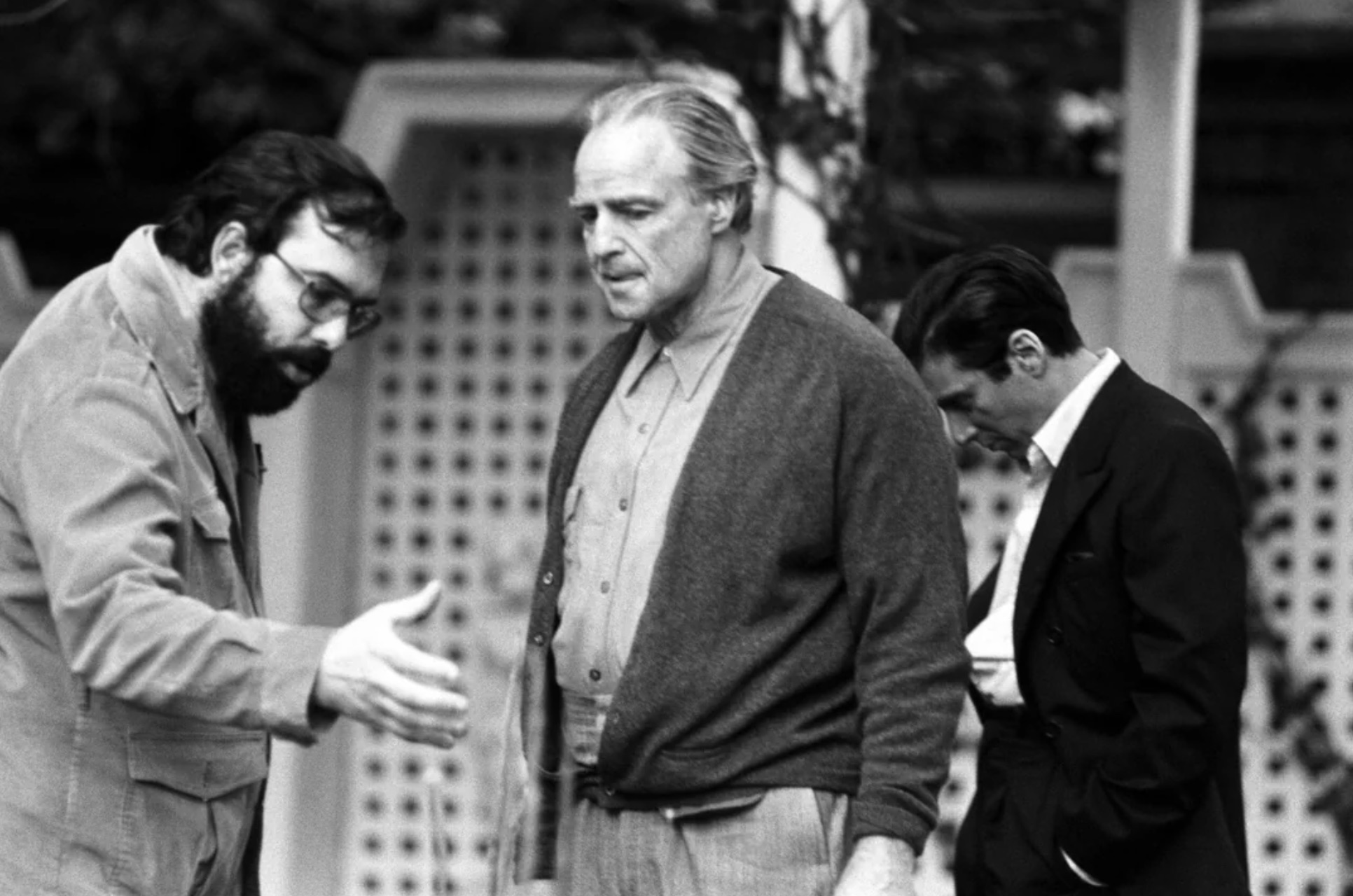 Copolla directing Brando and Pacino in the garden